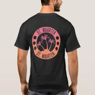 St. Maarten Pink und Coral Gradient Sint Martin T-Shirt