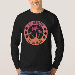 St. Maarten Pink und Coral Gradient Sint Martin T-Shirt