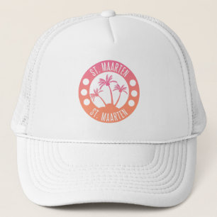 St. Maarten Pink und Coral Gradient Sint Martin Truckerkappe
