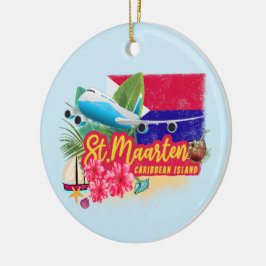 St. Maarten Retro Karibik Vintage Insel Flugzeug Keramik Ornament