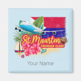 St. Maarten Retro Karibik Vintage Insel Flugzeug Magnet