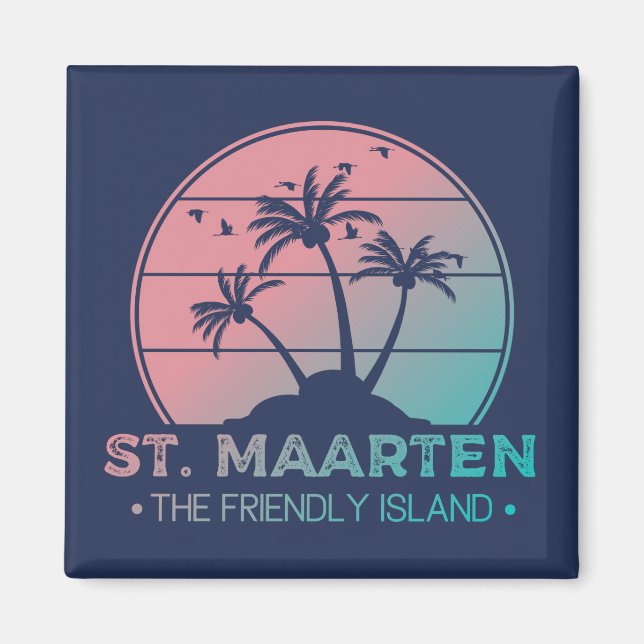 St. Maarten | Sint Martin Retro Gradient Magnet (Vorne)