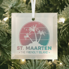 St. Maarten | Sint Martin Retro Gradient Ornament Aus Glas