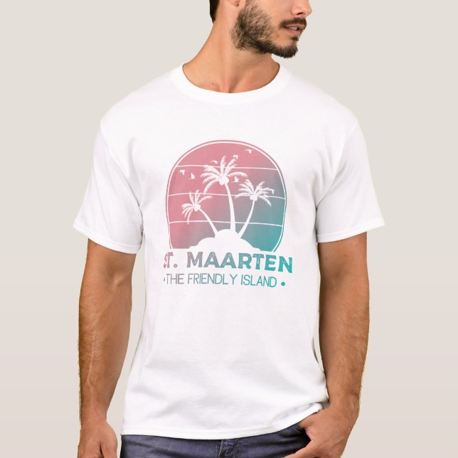 St. Maarten | Sint Martin Retro Gradient T-Shirt (Vorderseite)