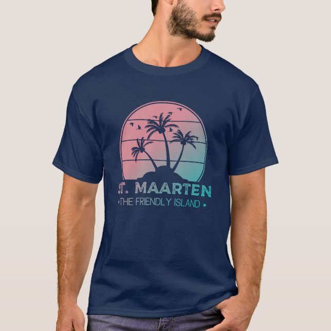 St. Maarten | Sint Martin Retro Gradient T-Shirt (Vorderseite)