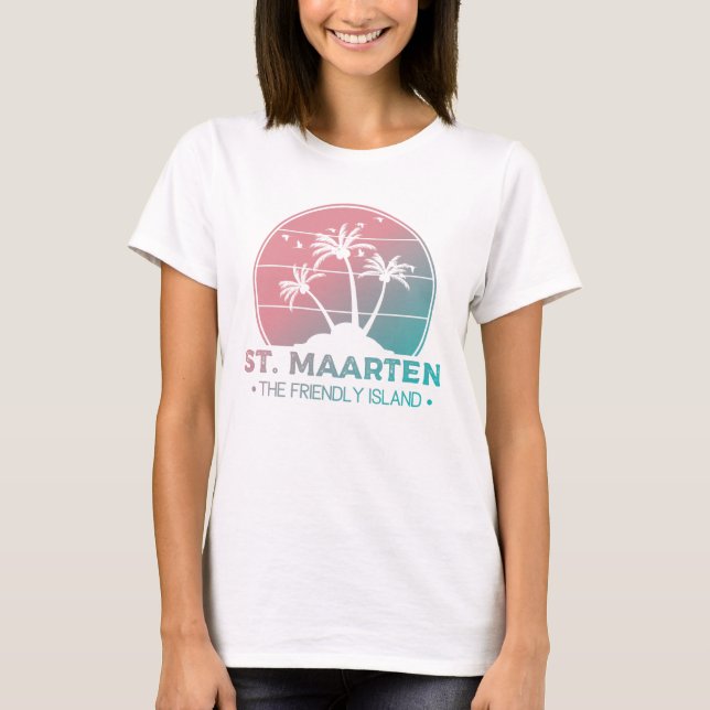 St. Maarten | Sint Martin Retro Gradient T-Shirt (Vorderseite)