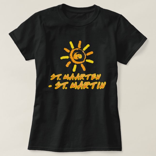 St. Maarten - St. Martin hellgelb & orange T-Shirt (Design vorne)