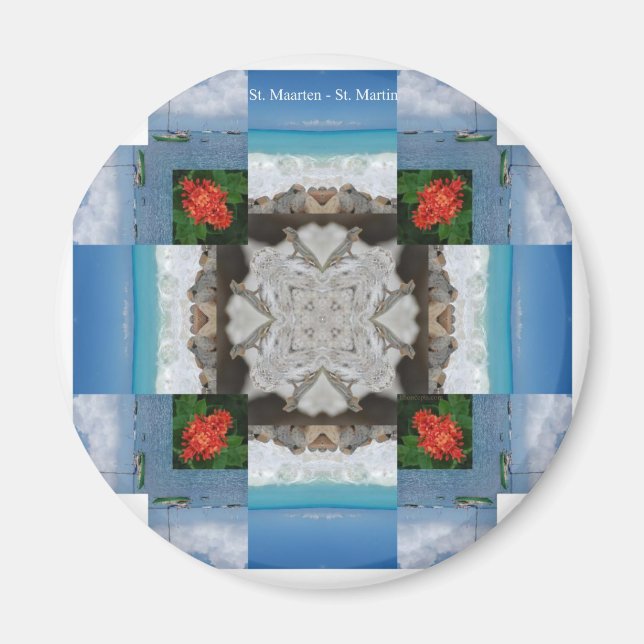 St. Maarten - St. Martin Kaleidoscope Magnet (Vorne)