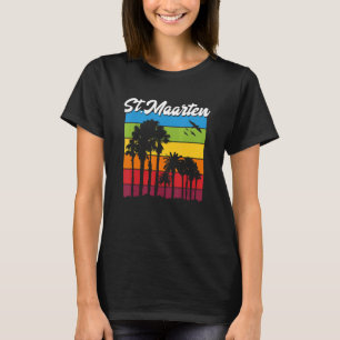 St Maarten Vacation Souvenir Rainbow Palmen Cr T-Shirt