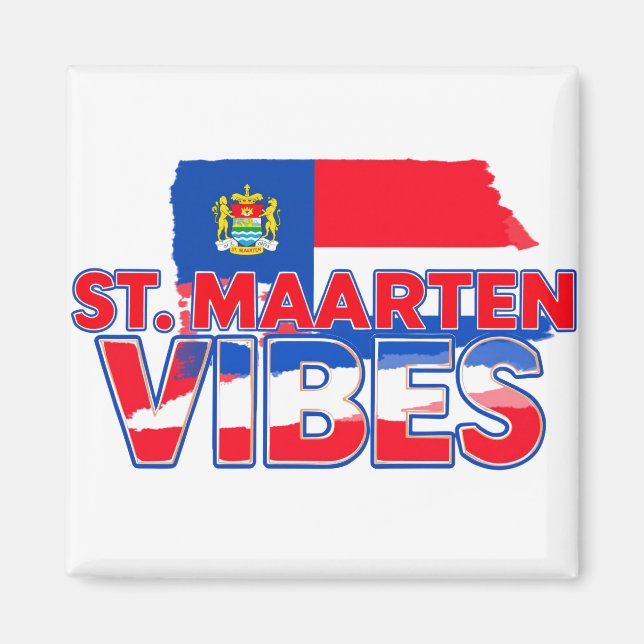 St. Maarten vibes Caribbean flag magnet (Vorne)