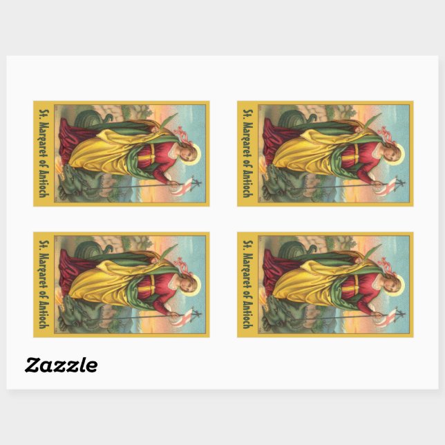 St. Margaret mit dem Banner Drache und Auferstehun Rechteckiger Aufkleber (Blatt)