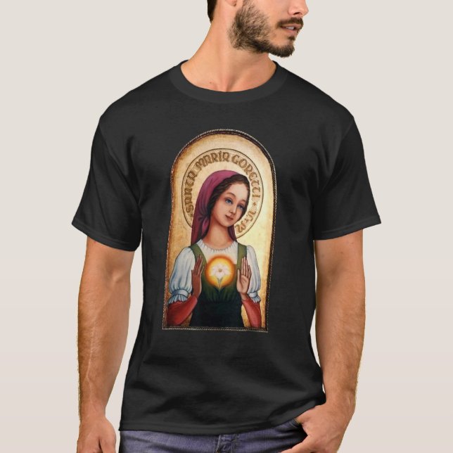 St Maria Goretti Reinheit Katholische Heilige Lily T-Shirt (Vorderseite)