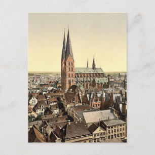 St. Marienkirche von St. Peters Turmuhr, Lübeck, Postkarte