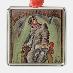 St Mark an seinem Schreibtisch Ornament Aus Metall