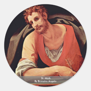 St Mark durch Bronzino Angelo Runder Aufkleber