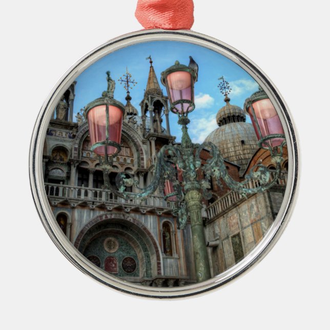 St. Marks and Lamp, Venedig, Italien Ornament Aus Metall (Vorne)
