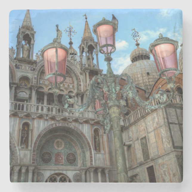 St. Marks and Lamp, Venedig, Italien Steinuntersetzer (Vorderseite)