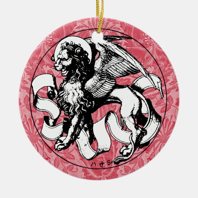 St. Mark's Emblem Winged Lion Keramik Ornament (Vorne)