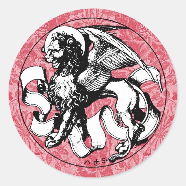 St. Mark's Emblem Winged Lion Runder Aufkleber (Vorderseite)