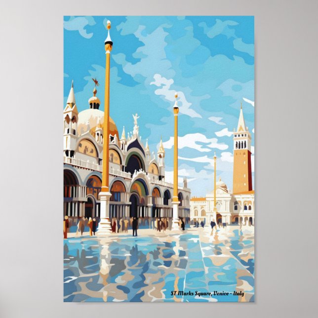 St Marks Square Venedig Städtische Badeanstalt Poster (Vorne)