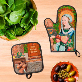St. Martha von Bethany in Ihrer Küche Ofenhandschuh & Topflappen-Set