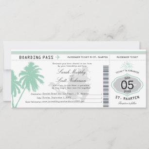 St. Martin Boarding Pass Hochzeit in Urlaubsort Einladung
