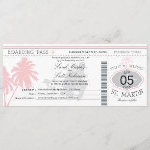 St. Martin Boarding Pass Hochzeit in Urlaubsort Einladung