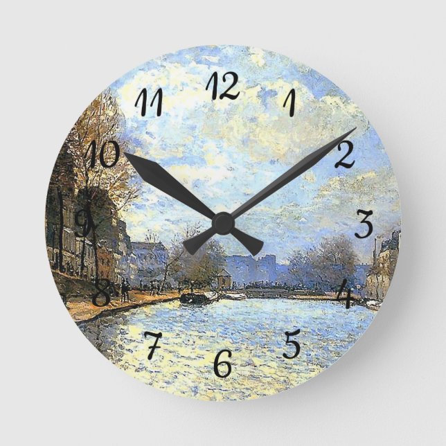 St Martin Canal Alfred Sisley Runde Wanduhr (Vorderseite)