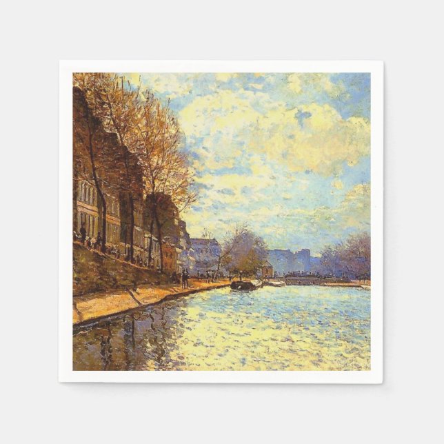St Martin Canal von Sisley Impressionist Painting Serviette (Vorderseite)