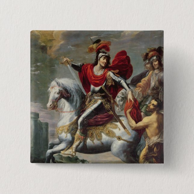 St Martin, das seinen Mantel mit dem Bettler teilt Button (Vorderseite)