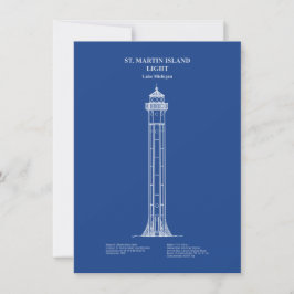St. Martin Island Lighthouse - Michigan - AD Mitteilungskarte