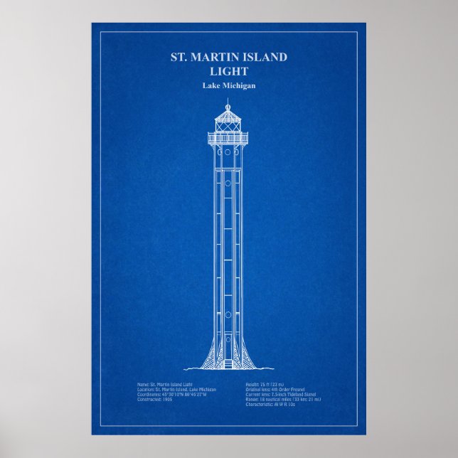 St. Martin Island Lighthouse - Michigan - AD Poster (Vorne)
