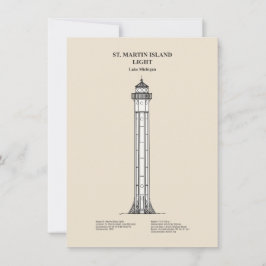 St. Martin Island Lighthouse - Michigan - SBD Mitteilungskarte