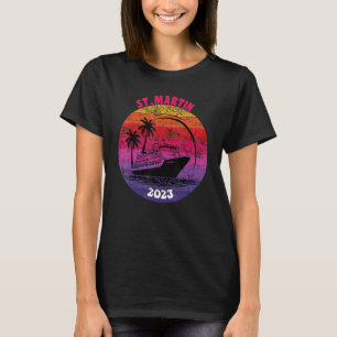 St Martin Kreuzfahrt 2023 Retro Vintage Sonnenunte T-Shirt