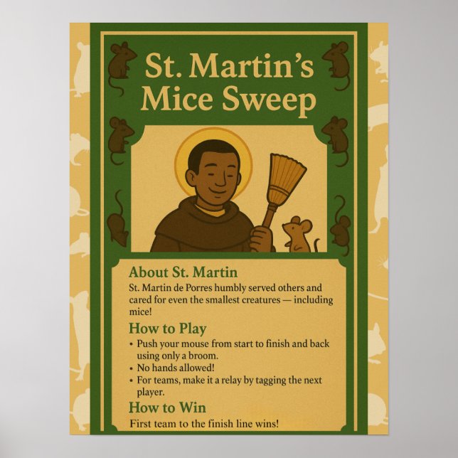 St. Martin Mice Sweep Saint Game Sign Poster (Vorne)