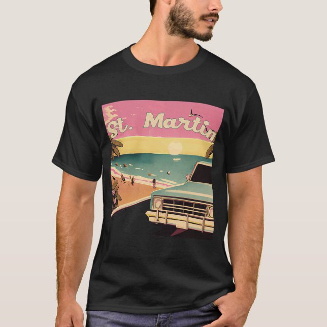St Martin Retro Beach Vacation Souvenir St Martin T-Shirt (Vorderseite)