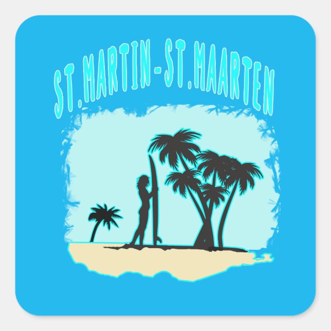 St. Martin San-Maarten Platz Stickers (Vorderseite)