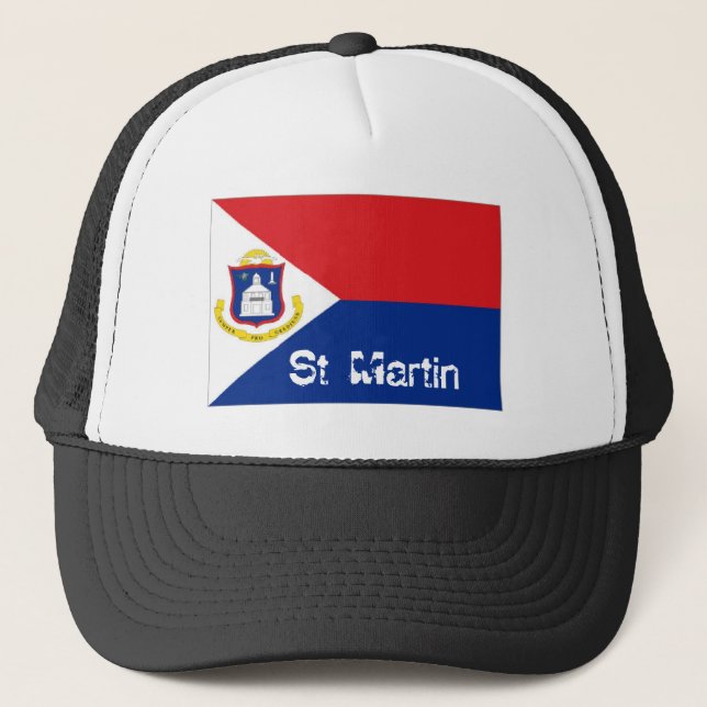 St Martin sint Maarten-Flaggenandenkenhut Truckerkappe (Vorderseite)