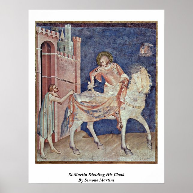 St.Martin teilt seinen Mantel durch Simone Martini Poster (Vorne)