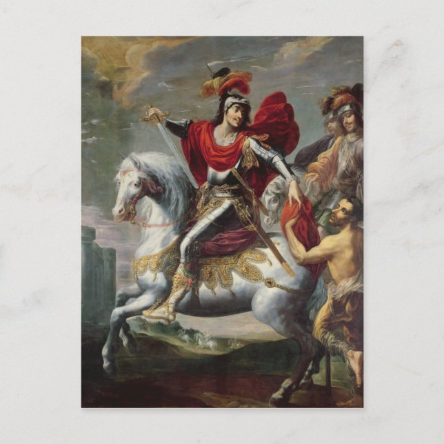 St. Martin teilt seinen Mantel mit dem Bettler Postkarte (Vorderseite)