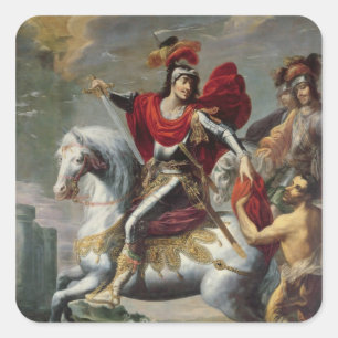 St. Martin teilt seinen Mantel mit dem Bettler Quadratischer Aufkleber