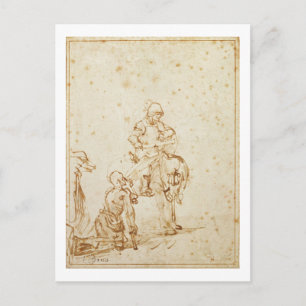 St. Martin und der Beggar (Stift & Tinte auf Papie Postkarte