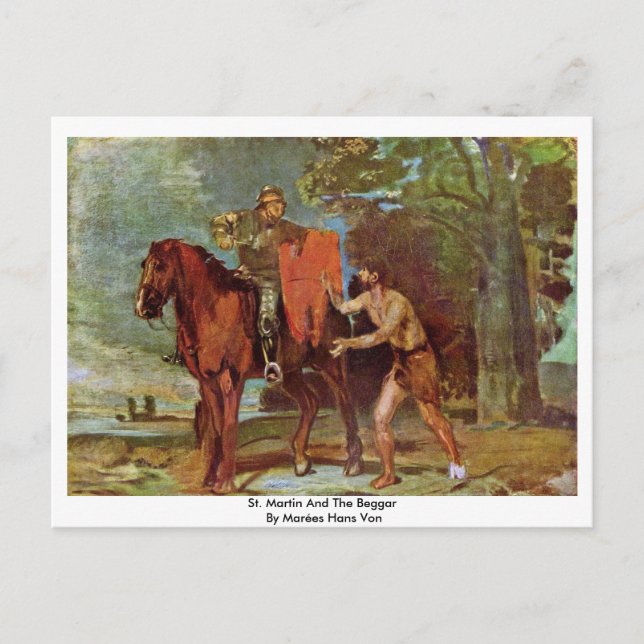 St. Martin und der Beggar von Marées Hans von Postkarte (Vorderseite)