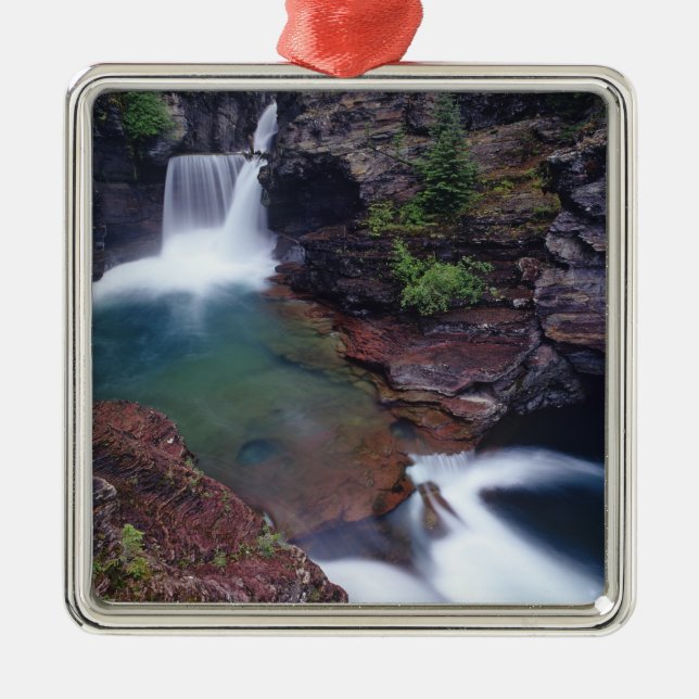 St Mary Falls in Glacier National Park Ornament Aus Metall (Vorne)