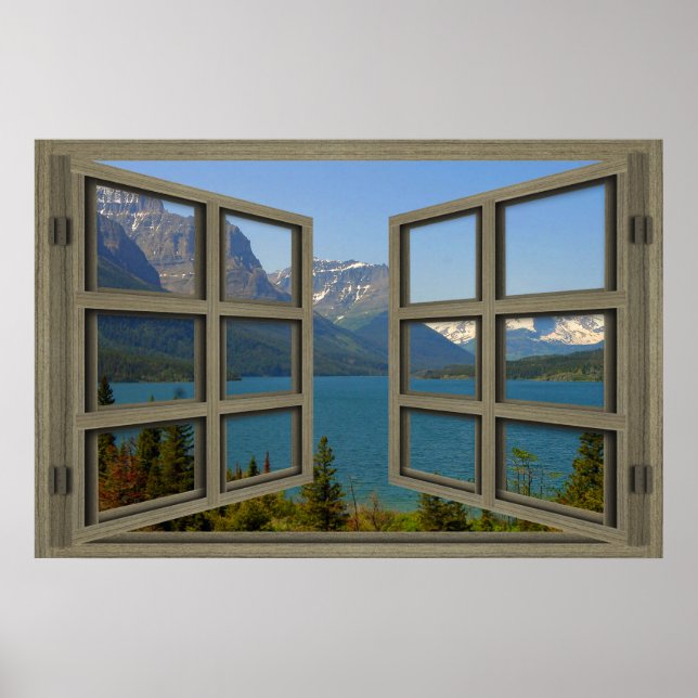St. Mary Lake durch ein offenes Fenster Poster (Vorne)