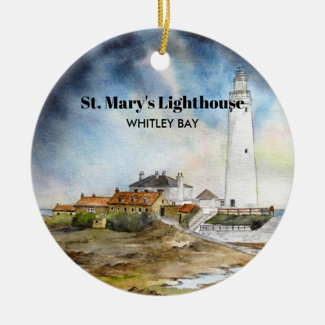 St. Mary Lighthouse Whitley Bay Newcastle upon Tyn Keramik Ornament (Vorne)