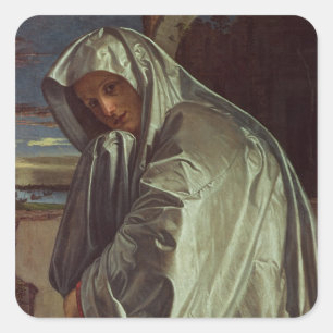 St. Mary Magdalene nähert sich dem Sepulcher Quadratischer Aufkleber