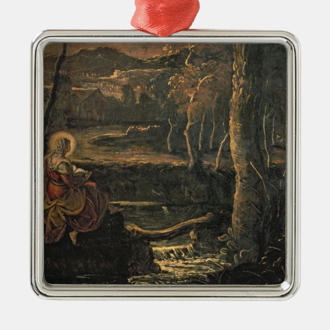 St Mary von Ägypten in der Wildnis Silbernes Ornament (Vorne)