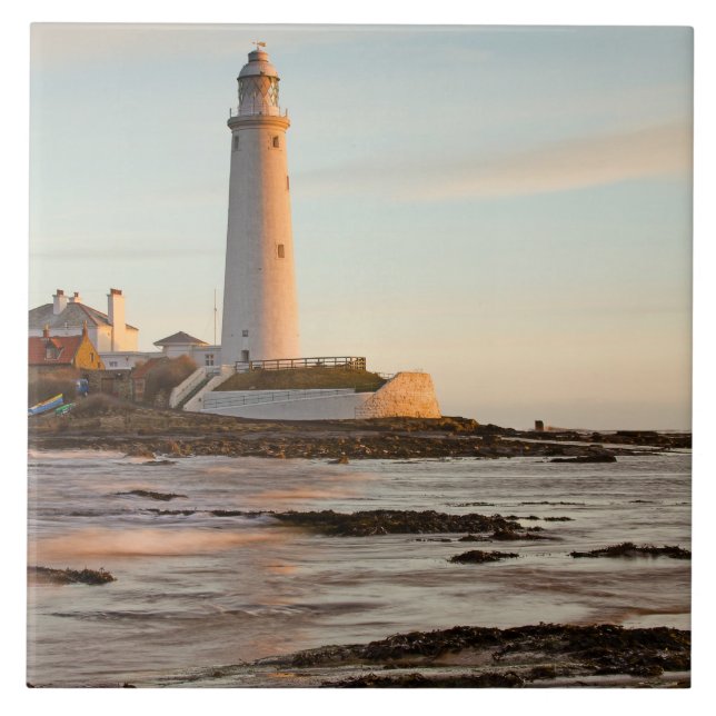 St Mary's Lighthouse England Tile/Trivet Fliese (Vorderseite)