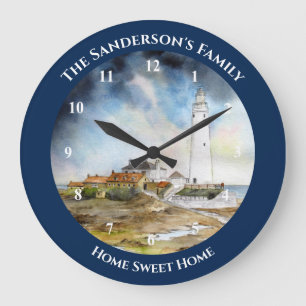 St Marys Lighthouse Whitley Bay North East England Große Wanduhr